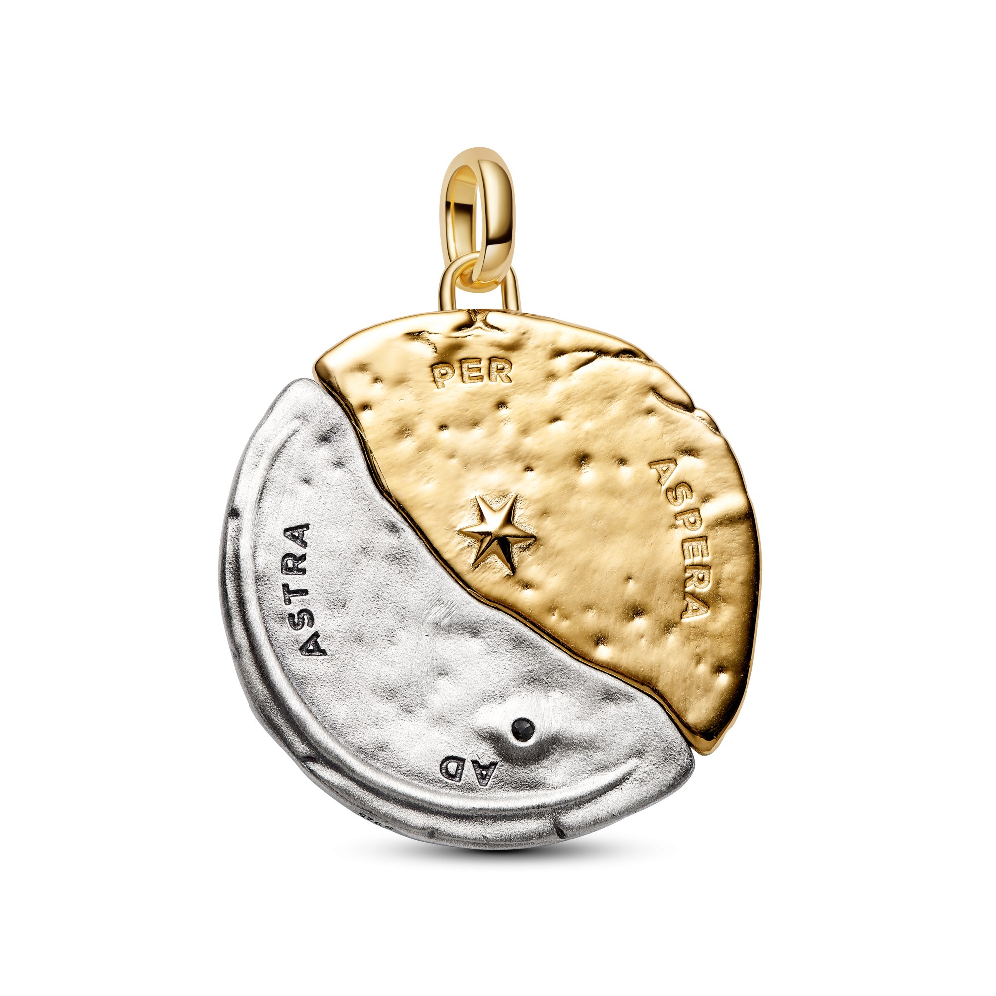 Pandora ME - Sonne und Mond Großes Medaillon-Charm - Sterling Silber & Gelbgold Vergoldung - Zirkonia - 27,8 mm – Ansicht 2