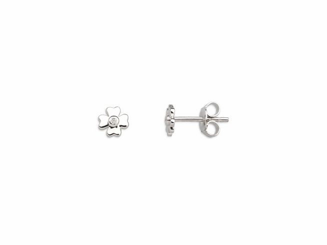 Xenox Sterling Silber Ohrringe XS3561 EAR CANDIES in Blumenform mit einem kleinen Stein in der Mitte, idealer Ohrschmuck für jeden Anlass.