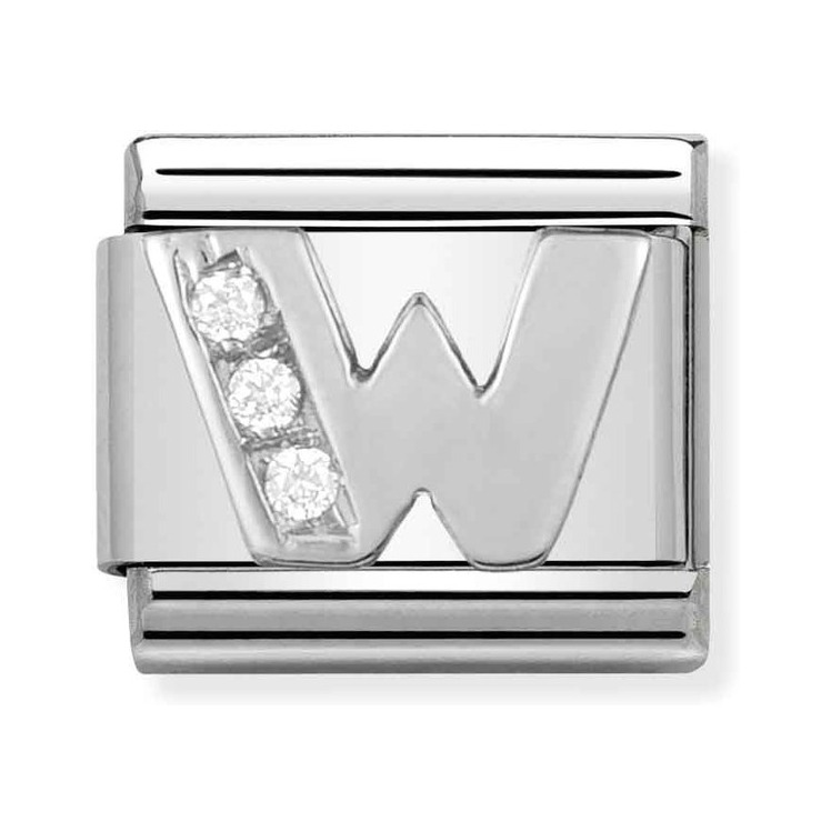 Nomination Composable Classic Charm Buchstabe W - Edelstahl, Sterling Silber, Zirkonia