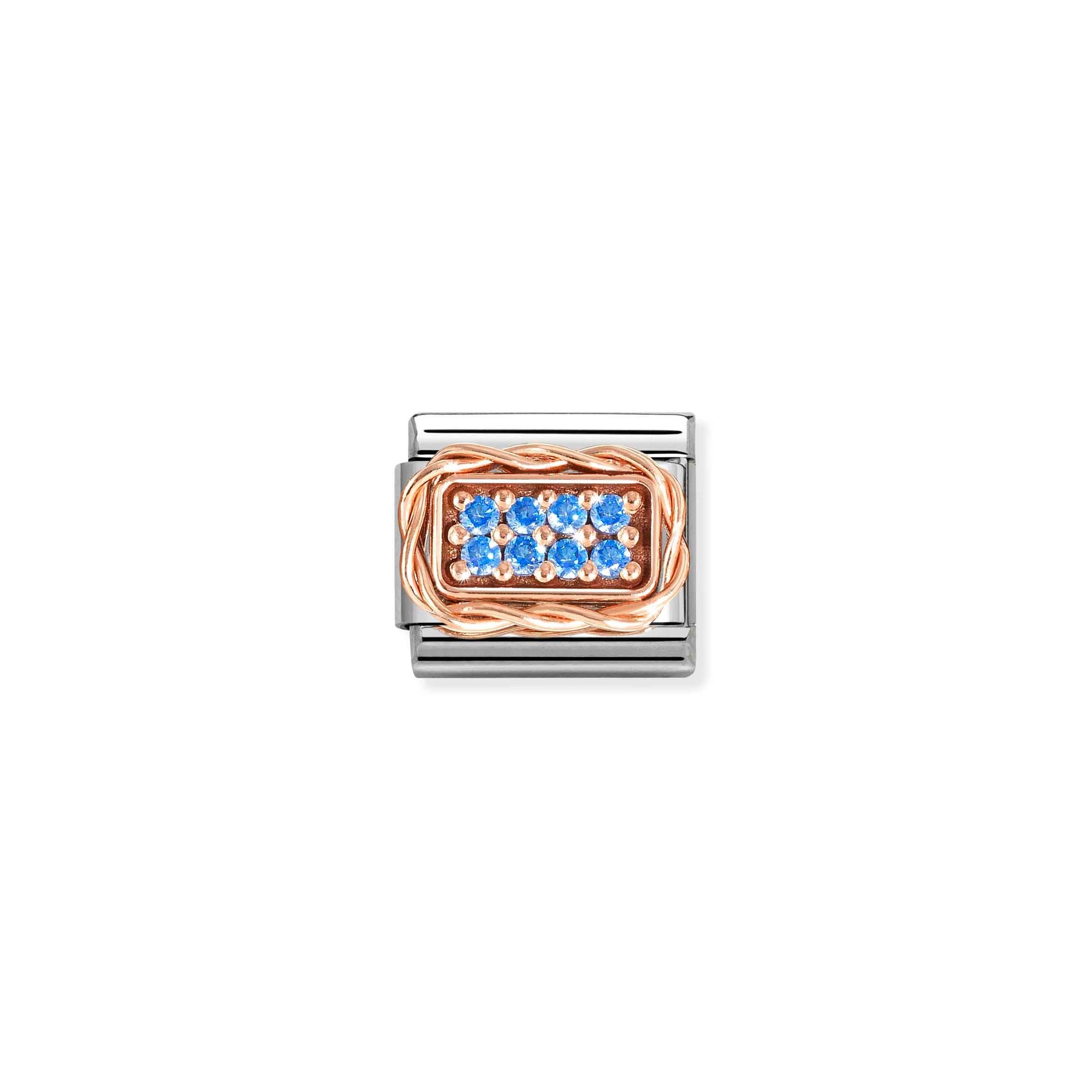 Nomination Composable Classic Charm Pavé hellblau - Edelstahl, Roségold, Zirkonia