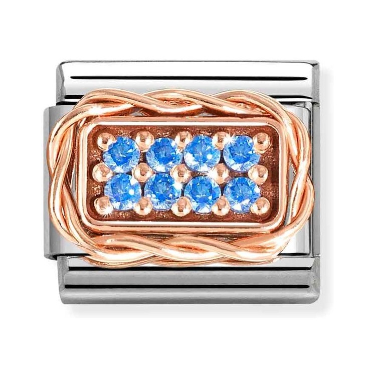 Nomination Composable Classic Charm Pavé hellblau - Edelstahl, Roségold, Zirkonia
