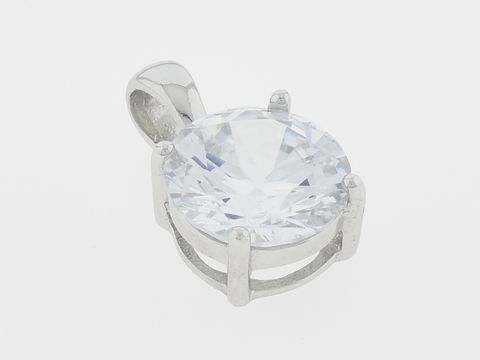 Silber Anhänger rund, Silber strahlend, Zirkonia klar, Hersteller Juwelier Harnisch, elegantes Schmuckstück mit funkelndem Zirkonia. Ideal als modisches Accessoire oder Geschenk.
