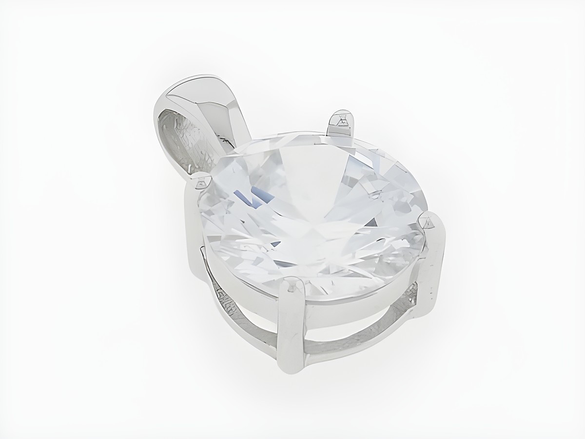 Silber Anhänger rund, Silber strahlend, Zirkonia klar, Hersteller Juwelier Harnisch, elegantes Schmuckstück mit funkelndem Zirkonia. Ideal als modisches Accessoire oder Geschenk.