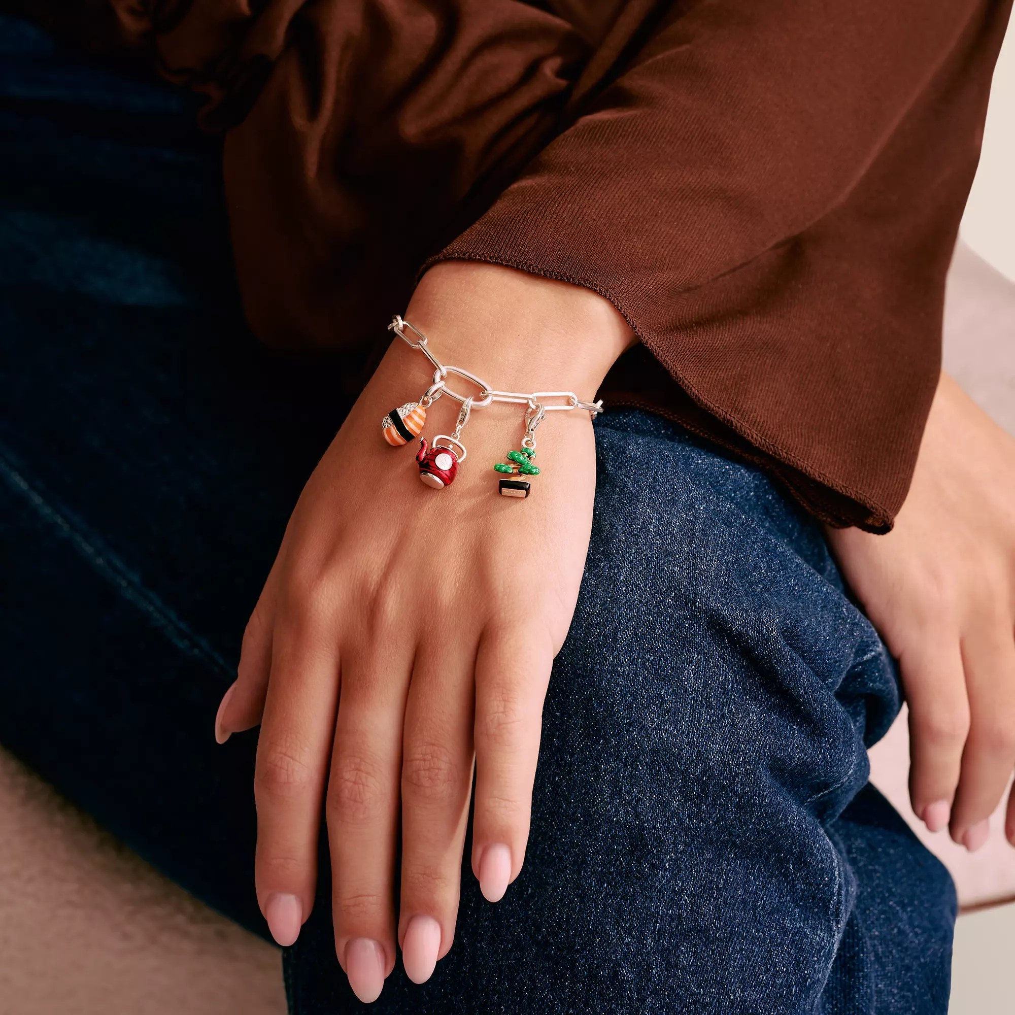 Thomas Sabo Connect - Tokyo Crush Charm Bonsai - Sterling Silber geschw. & Kaltemail - Grün - Charm mit Öse – Ansicht 3