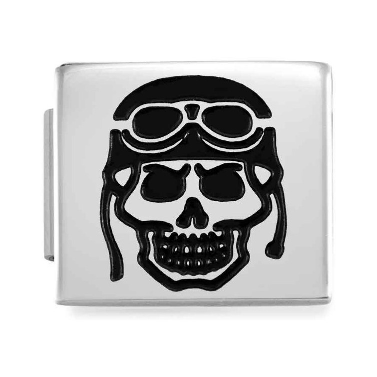 Nomination Composable Glam Charm Biker Totenkopf - Edelstahl, Emaille