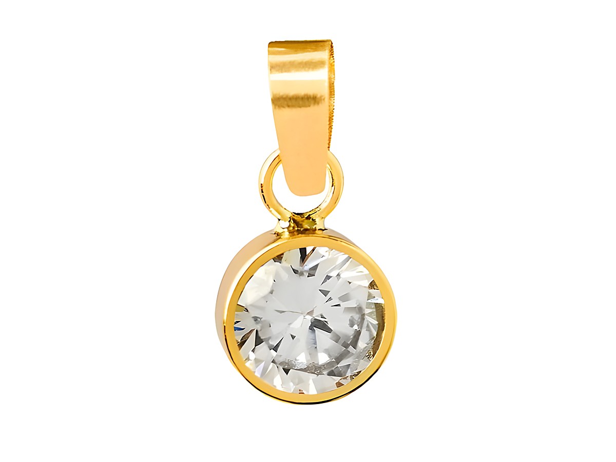 Gelbgold 585 Anhänger poliert mit Zirkonia von Xenox, glanzvoller, runder Stein in robustem Rahmen, ideal für elegante Schmuckstücke.