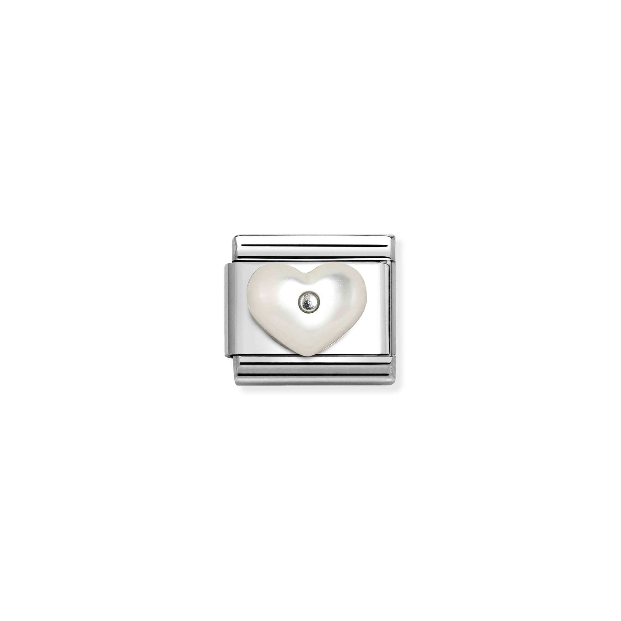 Nomination Sterling Silber - Herz - Perlmutt + Weiß Element - Classic Silber – Ansicht 2