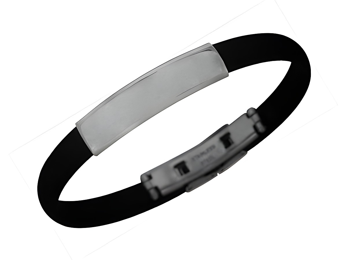 Kautschuk Edelstahl Armband in schlichtem Design, Hersteller Juwelier Harnisch, kombiniert eleganten Kautschuk mit einem modernen Edelstahlverschluss. Ideal für jeden Anlass.