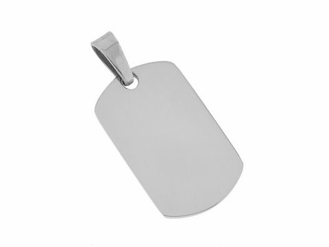 Edelstahl Anhänger in rechteckiger Form mit den Maßen 2,2 x 1,2 cm, dezent und schlicht, hergestellt von Juwelier Harnisch, ideal für individuelle Gravuren.