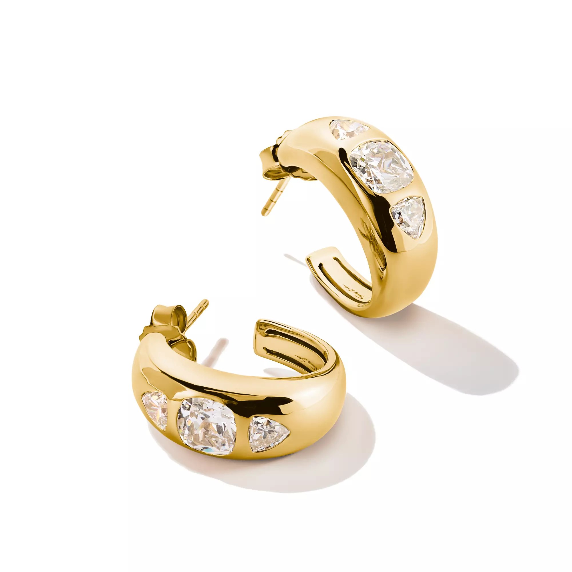 Thomas Sabo Bold Elegance Creolen - 750/- Gold auf Silber & Zirkonia - Weiß – Ansicht 2