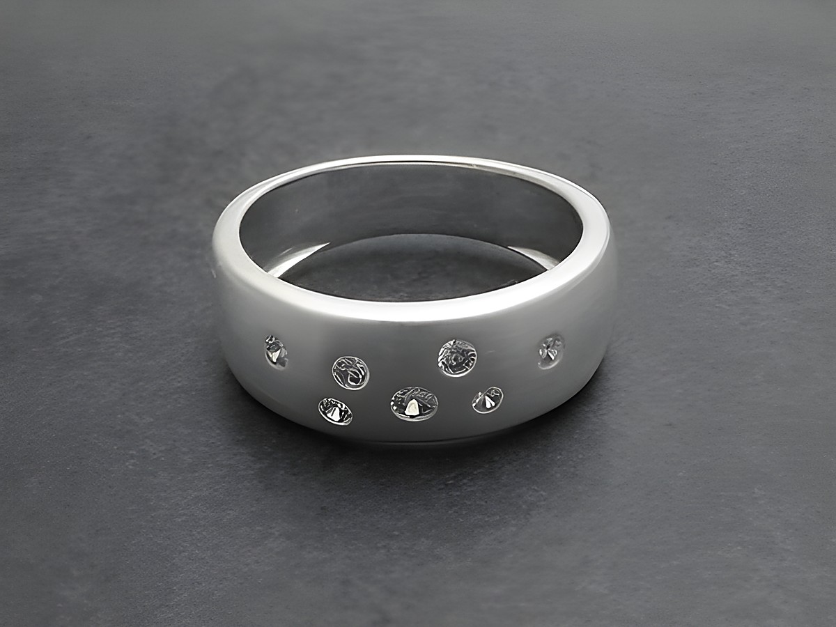 Ring aus weißem Elegance Sterling Silber mit Zirkonia, Größe 56, Hersteller Juwelier Harnisch, schlichtes Design mit funkelnden Zirkonia-Steinen.
