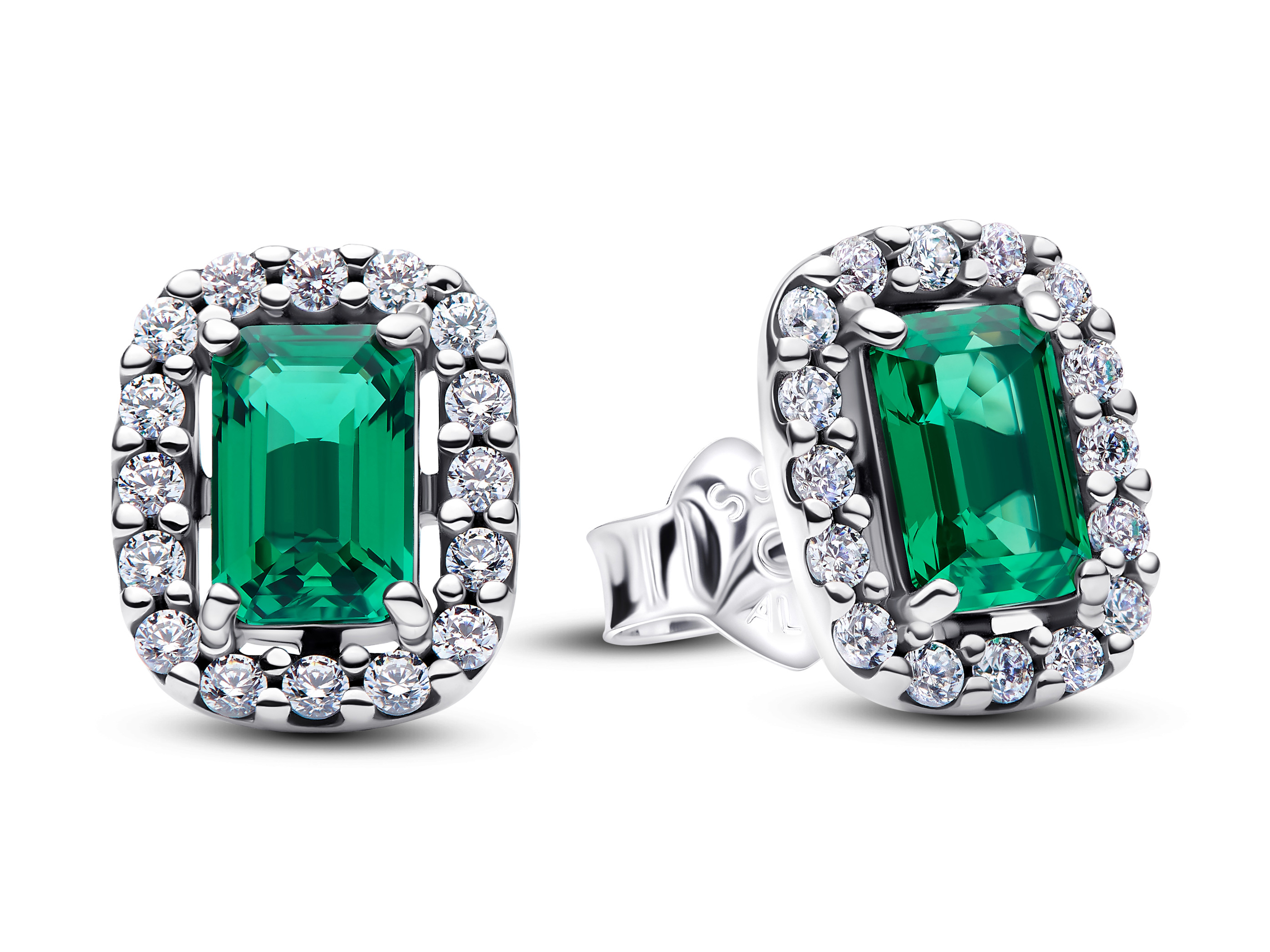 Pandora 294501C01 - Funkelndes Rechteck Ohrstecker - Sterling Silber - Steinmix Grün