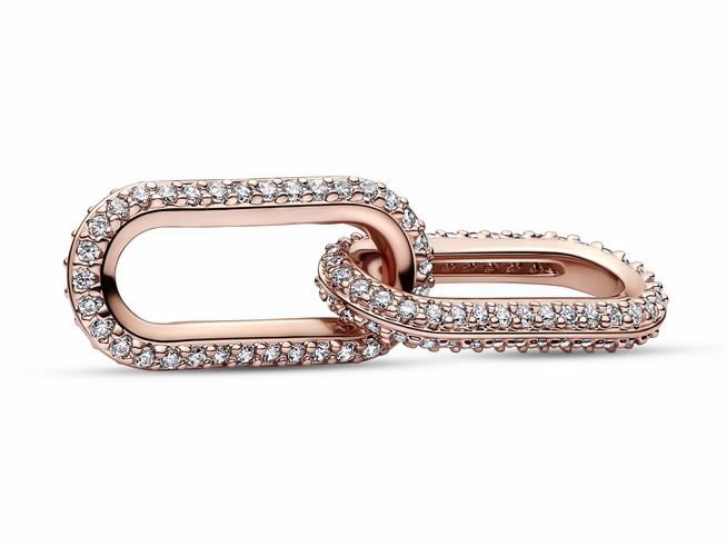 Styling Pavé Doppelglied in Roségold mit Zirkonia, glänzende Details und elegantes Design, ideal für kreative Schmuckgestaltungen.