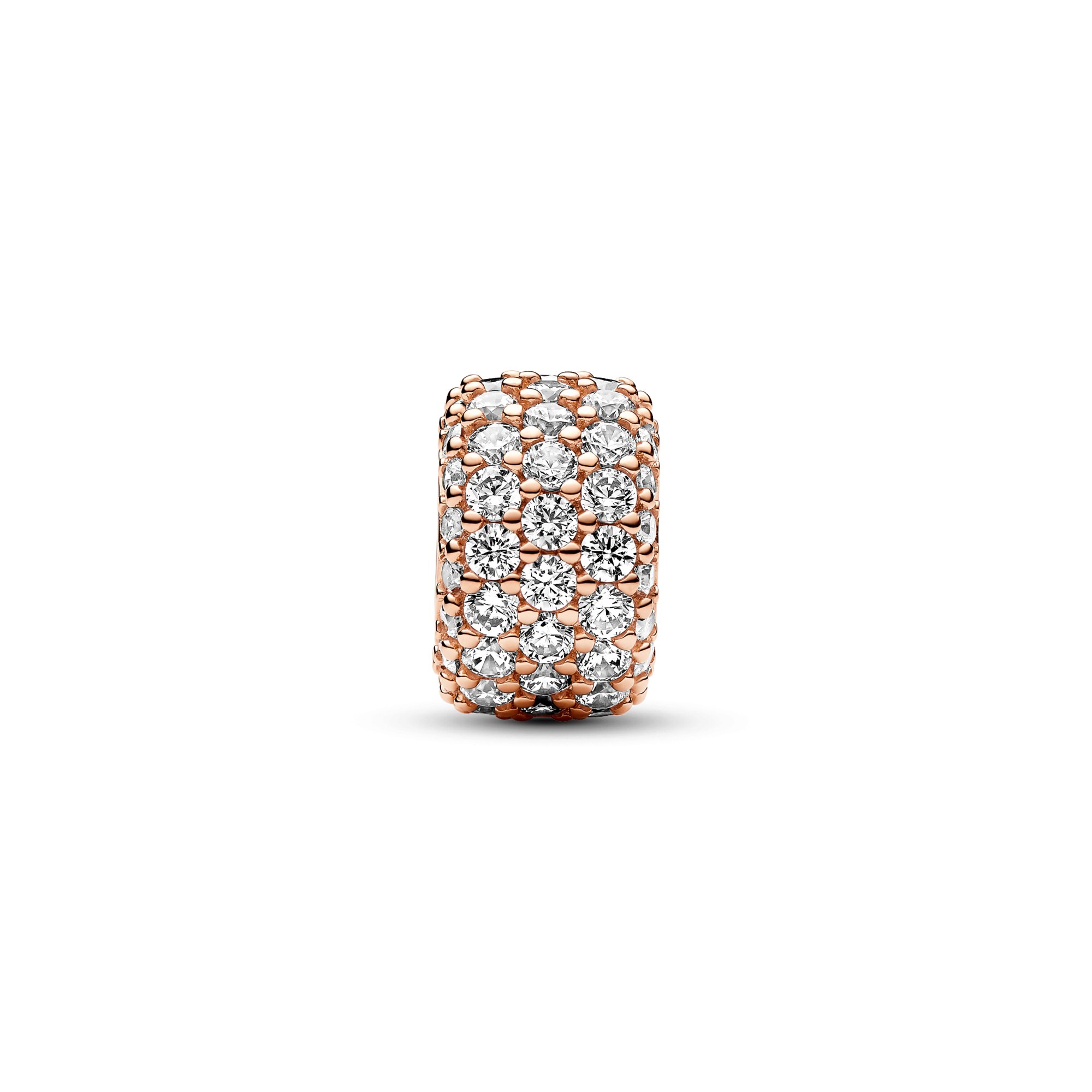 Pandora Funkelndes Dreireihiges Pavé-Charm - Roségold Vergoldung - Zirkonia – Ansicht 3