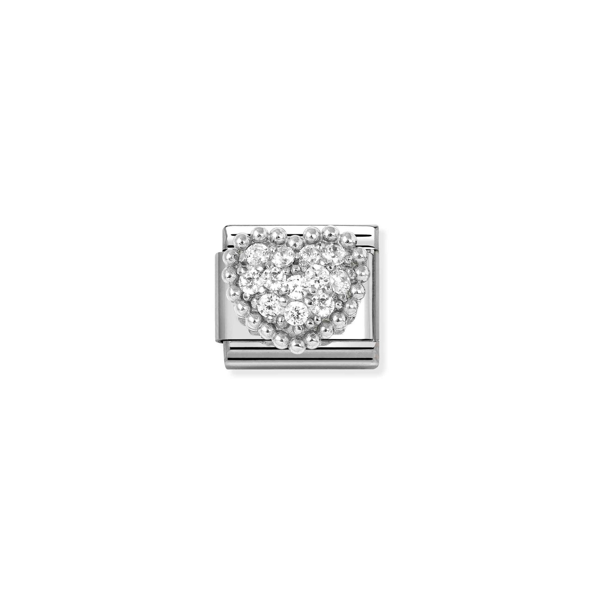 Nomination CLASSIC Element - oxidiertes Sterling Silber - Zirkonia - Kugelherz - Weiß – Ansicht 2