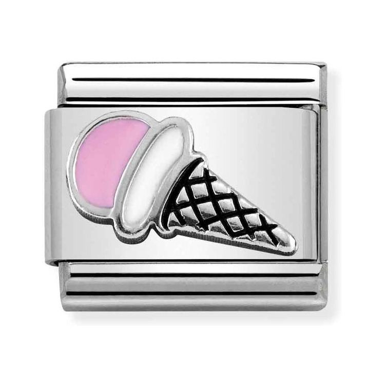 Nomination Composable Classic Charm Eis rosa - Edelstahl, Silber 925, Emaille