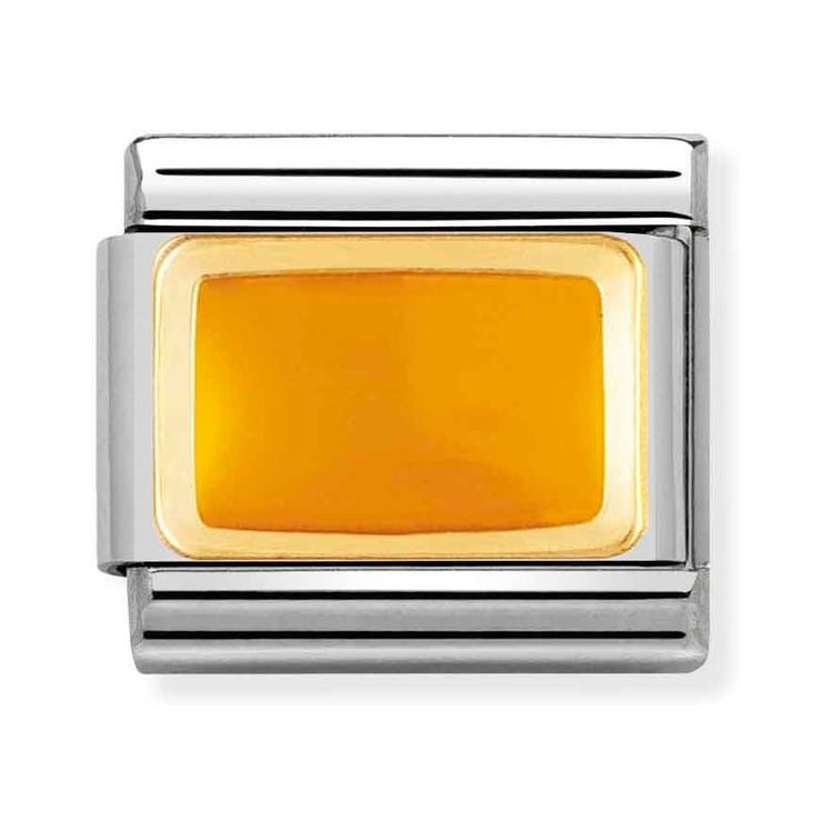 Nomination Composable Classic Charm Flaggenalphabet Q - Edelstahl, Gold 750 Gelbgold, Emaille