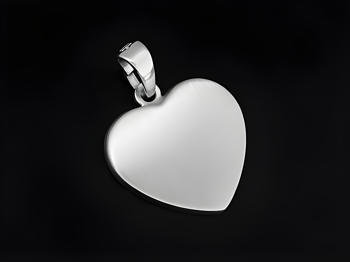 Silberne Herz-Anhänger aus 925 Sterling Silber, rhodiniert und mattiert, romantisches Design mit einer Größe von 1,5 cm, hergestellt von Juwelier Harnisch, flach.