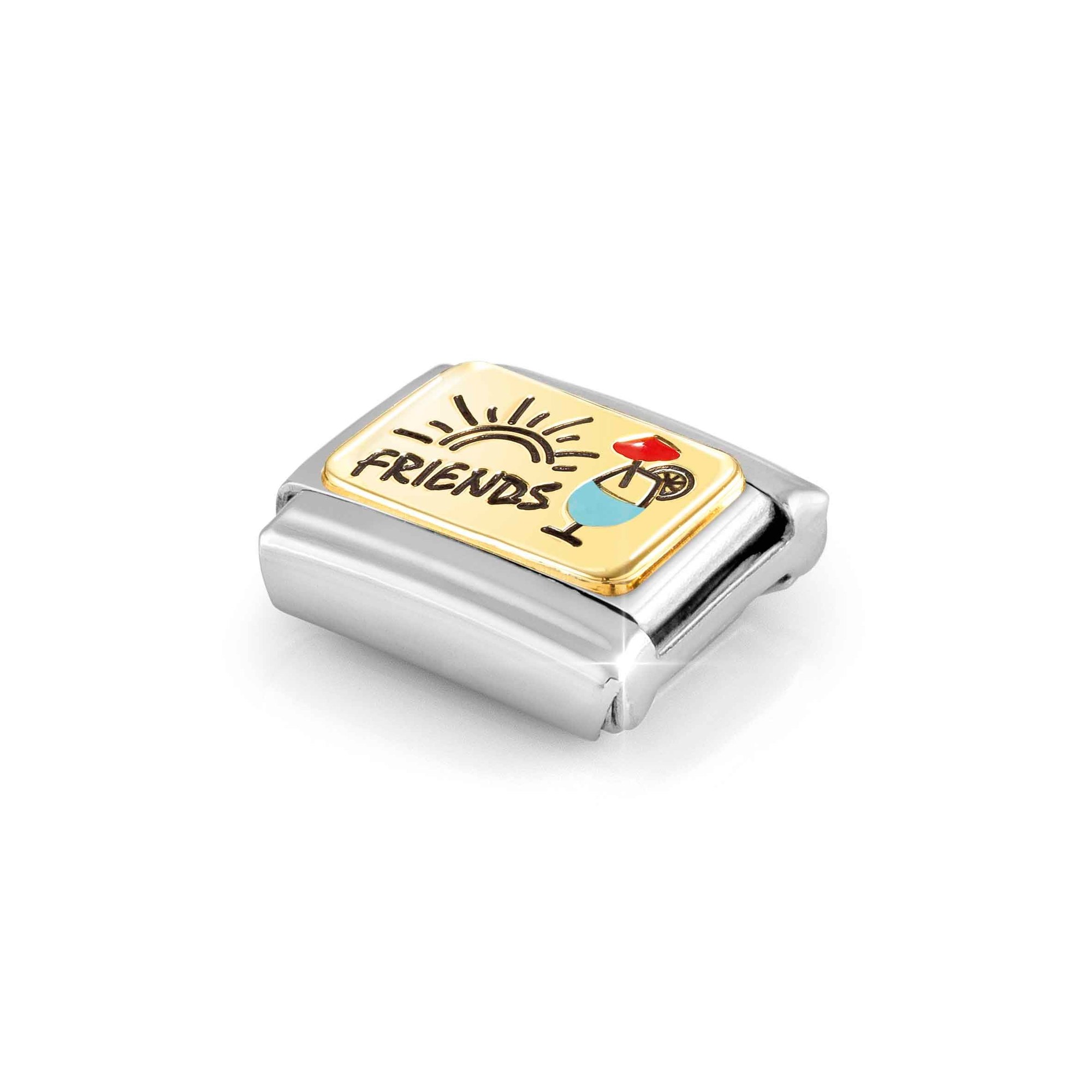 Nomination Composable Classic Charm Friends mit Cocktailglas - Edelstahl, Gold 750 Gelbgold, Emaille – Ansicht 4
