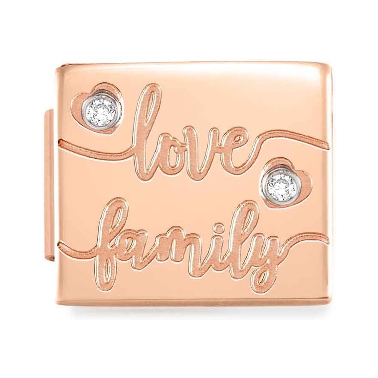 Nomination Composable Glam Charm Love Family rosé - Edelstahl, PVD rosé, Zirkonia