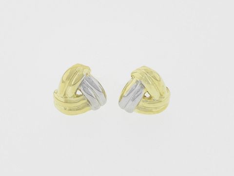 Ohrringe Gold 333 in dreieckiger Form, geknotet, als Stecker gestaltet, Hersteller Juwelier Harnisch, elegantes Design für vielfältige Anlässe.