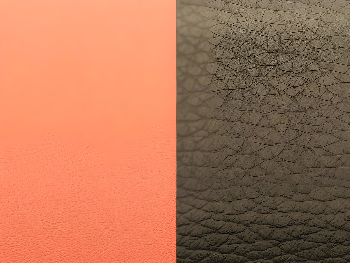 Zwei Leder-Einlagen in unterschiedlichen Farben für den Les Georgettes Armreif. Links ein sanftes Blush-Rosa, rechts ein dunkles Bronze mit feiner Struktur.