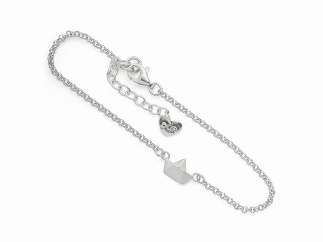 Sterling Silber Armband von DUR mit einem Boot-Design und Muschel, Länge 16,5 cm, feine Gliederkette und sicherer Karabinerverschluss, ideal als Geschenk oder für den eigenen Schmuckkasten.
