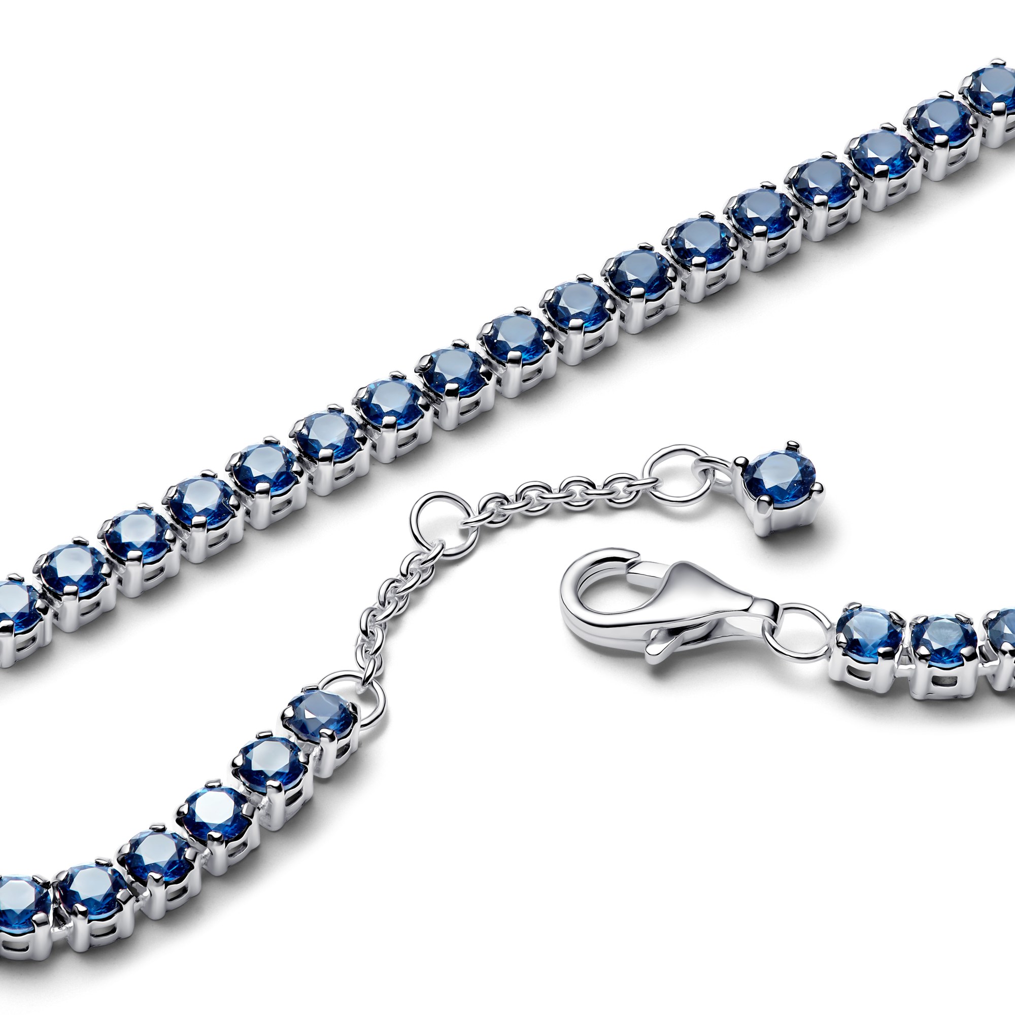 Pandora Tennisarmband aus Silber mit königsblauem Kristall – Ansicht 2