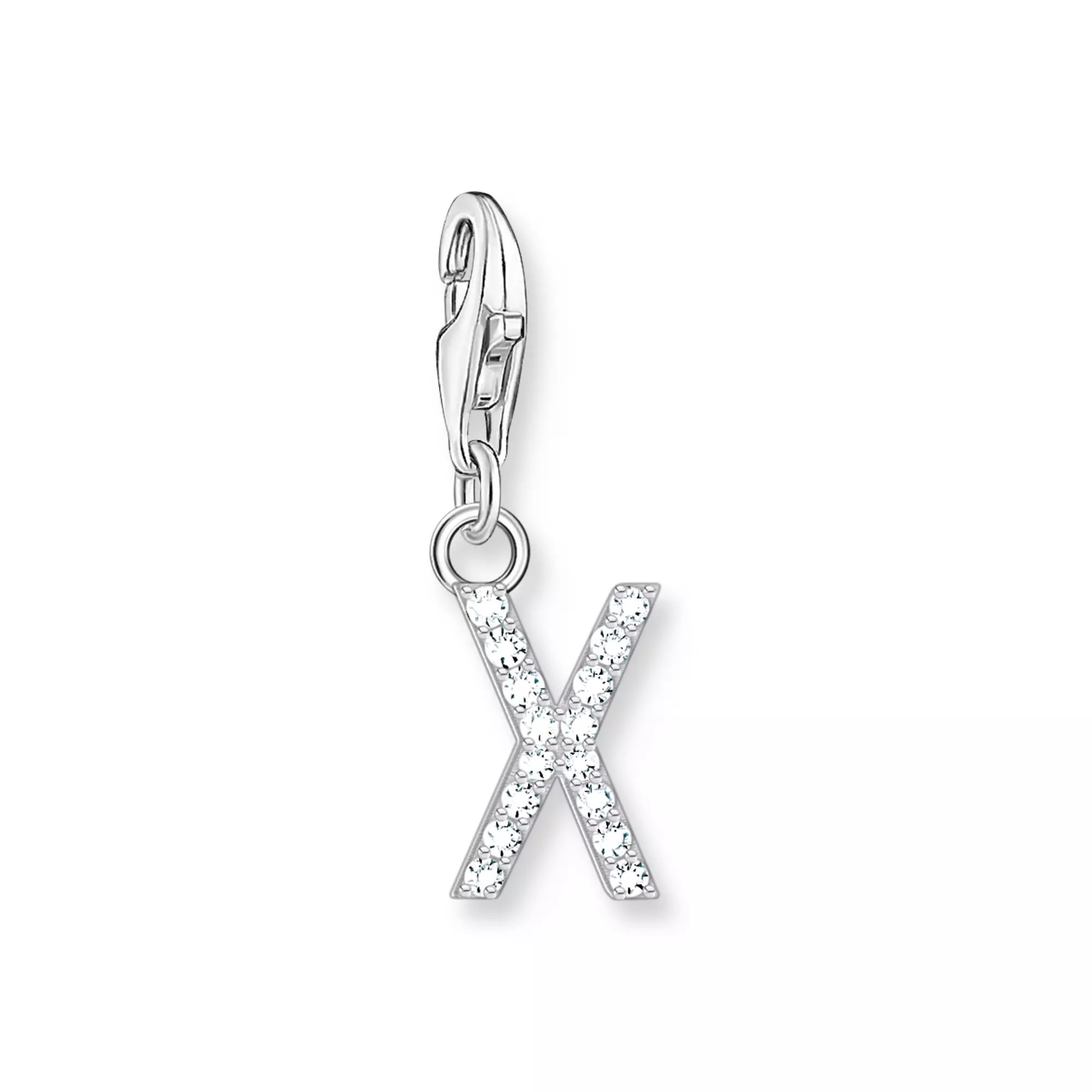 Thomas Sabo Charm-Anhänger - funkelnder Buchstabe X - Silber & Zirkonia - Weiß