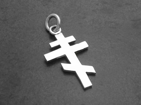 80266-0 Russisches Kreuz aus Sterling Silber, schlicht und elegant, hergestellt von Juwelier Harnisch, ideal als religiöser Schmuck oder als Geschenk.
