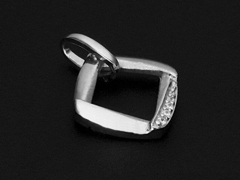 Viereckig Anhänger 925 Sterling Silber rhodiniert mit Zirkonia teilmattiert, Hersteller Juwelier Harnisch, diverse Motive. Elegantes Design für Schmuckliebhaber.