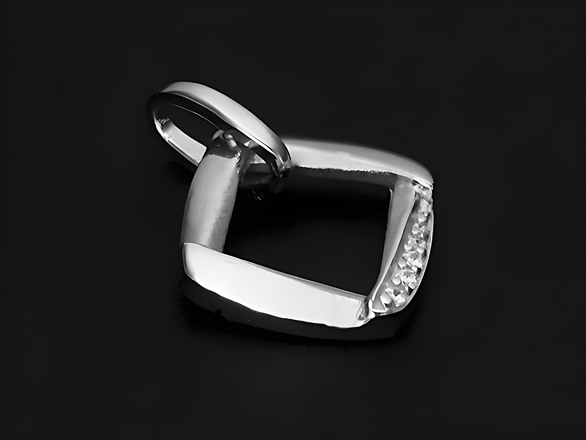 Viereckig Anhänger 925 Sterling Silber rhodiniert mit Zirkonia teilmattiert, Hersteller Juwelier Harnisch, diverse Motive. Elegantes Design für Schmuckliebhaber.