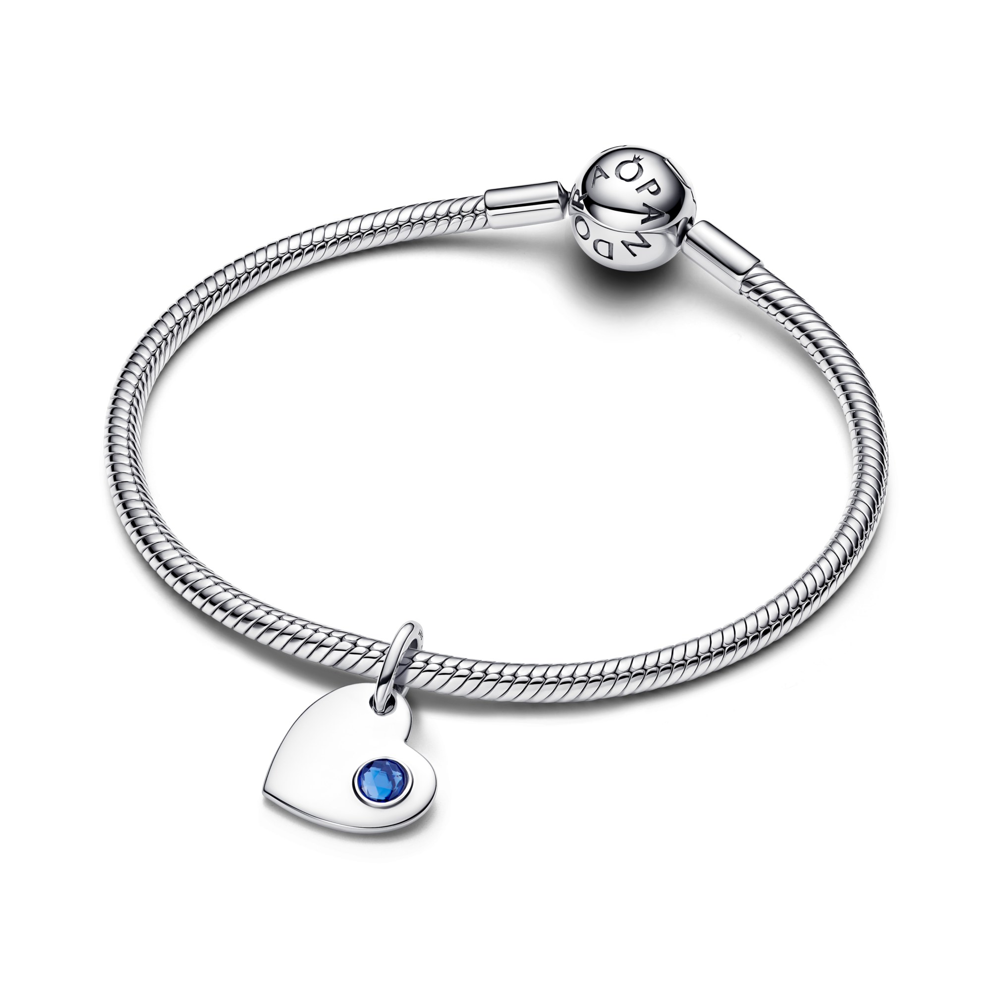 Pandora September - Herz Anhänger & Charm gravierbar - Kristall Blau – Ansicht 2
