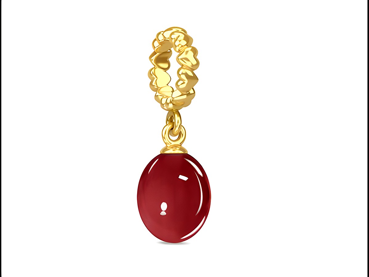 Gold auf Silber Anhänger von Endless Charm mit einem roten Geburtsstein, ideal für den Januar, im eleganten Design mit einem liebevoll gestalteten Verschluss.