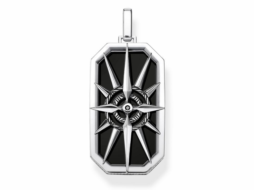 Thomas Sabo Anhänger PE869-641-11 aus Sterling Silber mit schwarzem Onyx und Zirkonia, zeigt ein elegantes Design mit einem Kompassmotiv in der Mitte. Ideal für stilvolle Ketten.