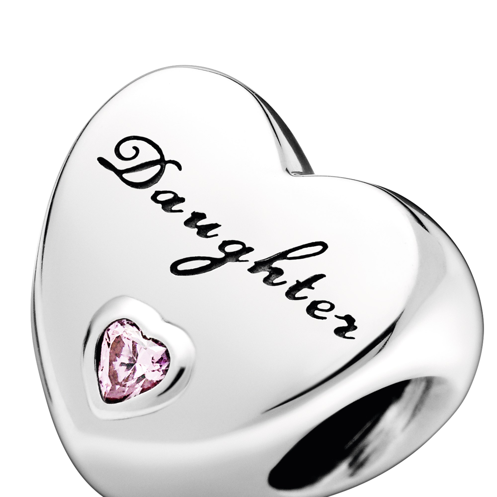 PANDORA Daughter-Herz - Silber + Zirkonia rosa - Charm – Ansicht 4