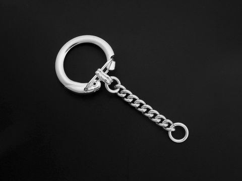 62734-0 Schlüsselanhänger aus 925 Sterling Silber mit panzerkettenartigem Design, blanko und mit Mechanik, hergestellt von Juwelier Harnisch, ideal für individuelle Gestaltung.