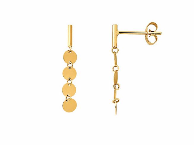 Gelbgold 585 Ohrhänger von Xenox mit polierter Oberfläche und drei hängenden Kreisen, eleganter Ohrschmuck für jeden Anlass, ideal zum Kombinieren mit anderen Schmuckstücken.