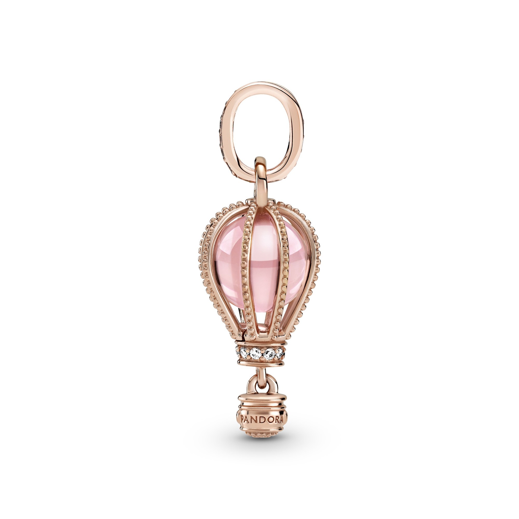 Pandora Rosé Funkelnder rosa Heißluftballon-Anhänger - Steinmix Ansicht 3 – Ansicht 3