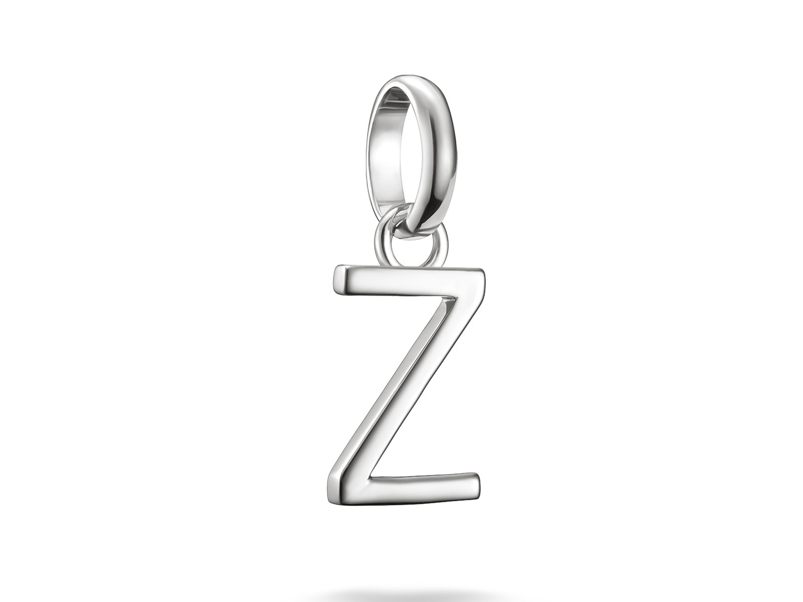 Charm von Thomas Sabo aus Silber in Form des Buchstabens Z mit Öse, Teil des Charm Club CONNECT, schlichtes und elegantes Design für individuelle Schmuckstücke.