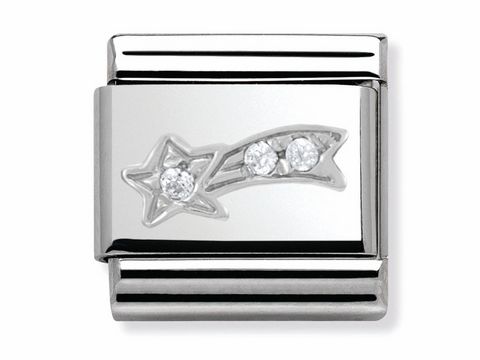 433031301-0 Nomination SilverShine Classic Sternschnuppe in Silber mit funkelnden Zirkonia-Anhängern, dekorativem Sternschnuppen-Motiv, elegant und zeitlos für modische Akzente.