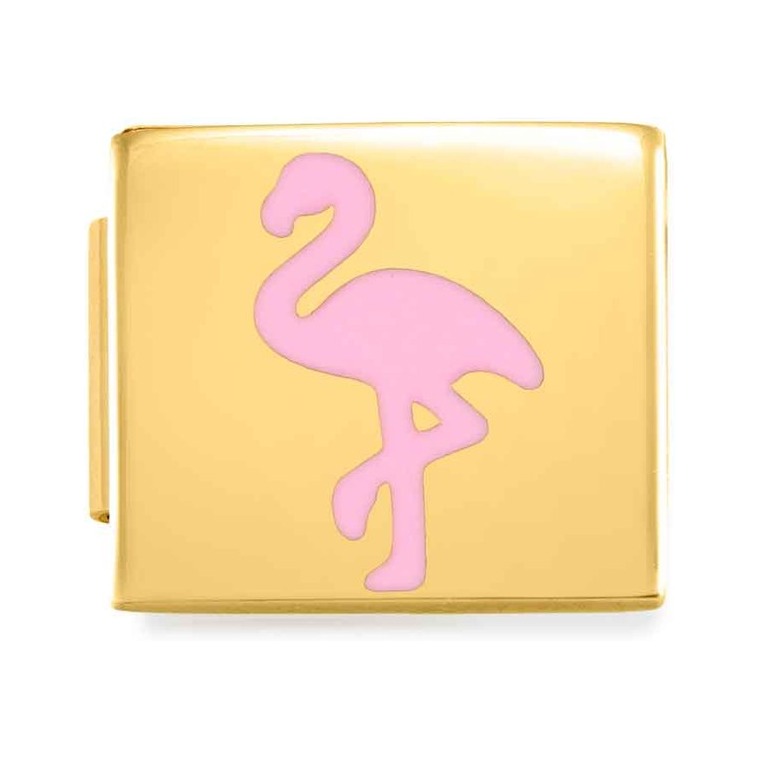Nomination Classic GLAM Link Edelstahl mit Emaille Gelbgold - Flamingo