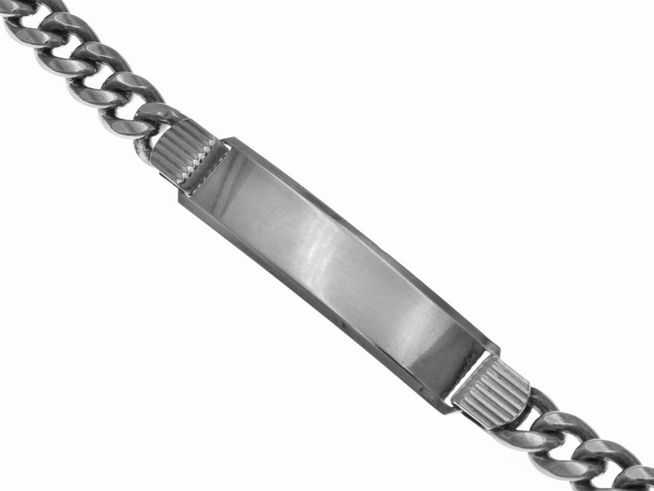 Armband Gravur - Sterling Silber - poliert - schlicht - 20 cm, Hersteller: Juwelier Harnisch, Gravur / Ident. Elegantes Design mit einer glatten, gravierbaren Fläche und Kettenstruktur.