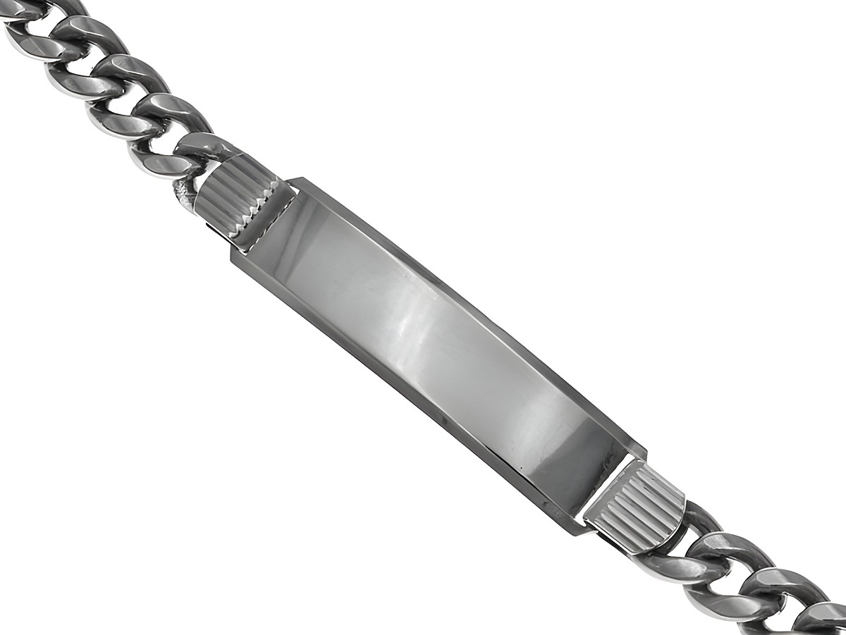 Armband Gravur - Sterling Silber - poliert - schlicht - 20 cm, Hersteller: Juwelier Harnisch, Gravur / Ident. Elegantes Design mit einer glatten, gravierbaren Fläche und Kettenstruktur.