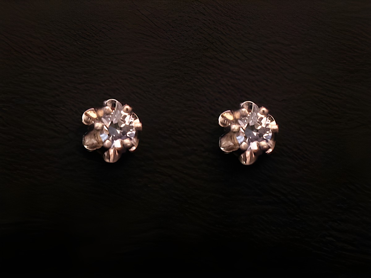 Ohrringe Blume aus Weißgold 333 mit Zirkonia, zeitloses Design, Hersteller Juwelier Harnisch, elegant und hochwertig verarbeitet. Ideal für jeden Anlass.