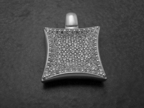 Silber Anhänger in Viereckform mit weißem Zirkonia Pave, Hersteller Juwelier Harnisch, strahlendes Design, ideal als Schmuckstück für besondere Anlässe.