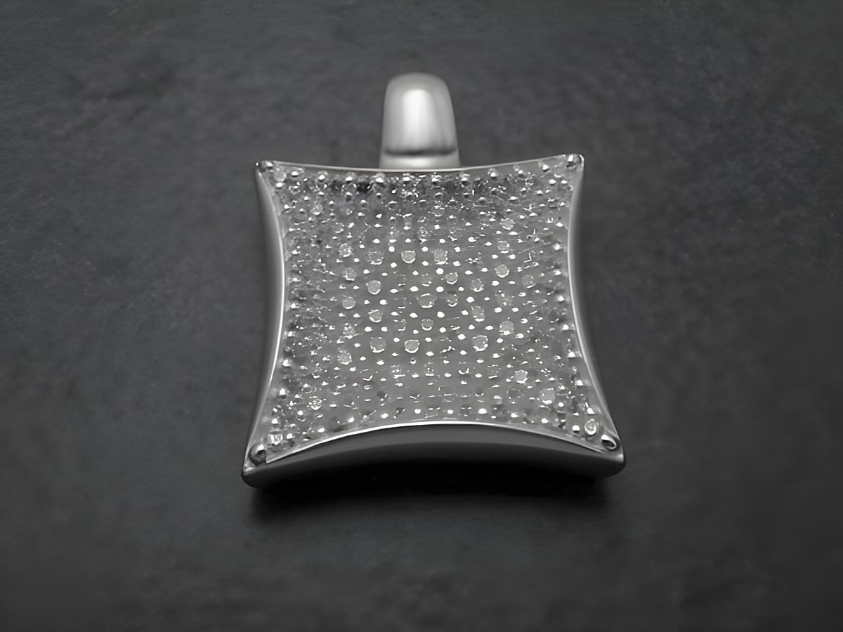 Silber Anhänger in Viereckform mit weißem Zirkonia Pave, Hersteller Juwelier Harnisch, strahlendes Design, ideal als Schmuckstück für besondere Anlässe.