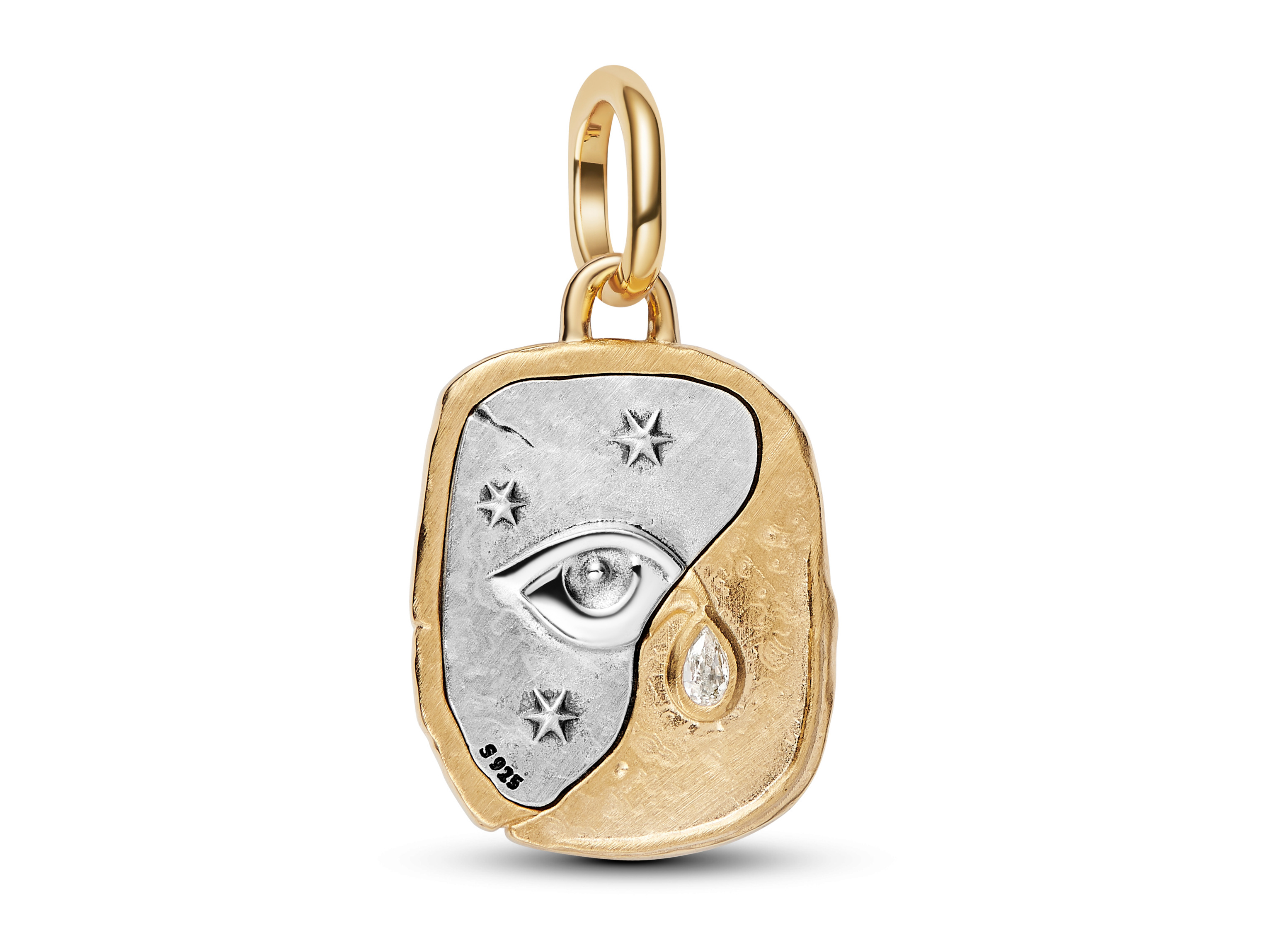 Pandora ME 764808C01 - Auge Medaillon-Charm - Sterling Silber & Gelbgold Vergoldung - Zirkonia - 13,3 mm
