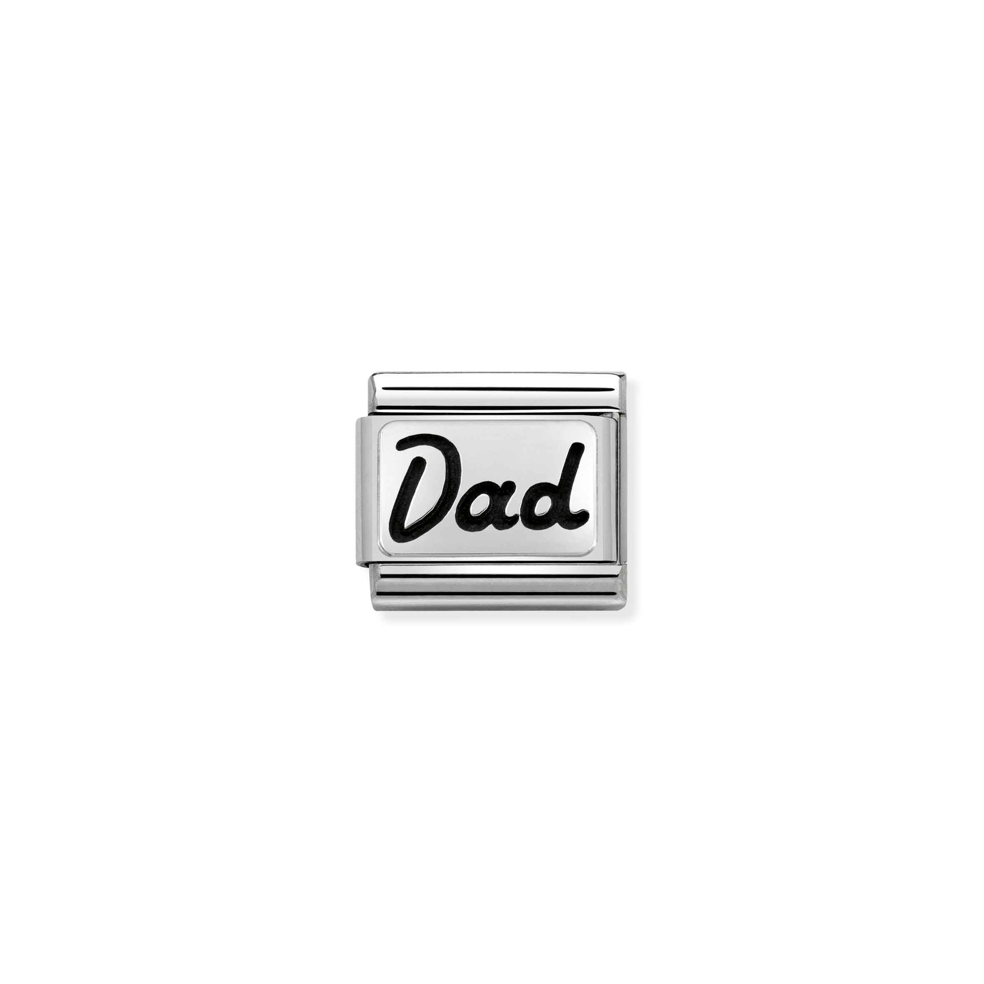 Nomination Composable Charm Link mit Kursivschrift Dad – Edelstahl – Silber