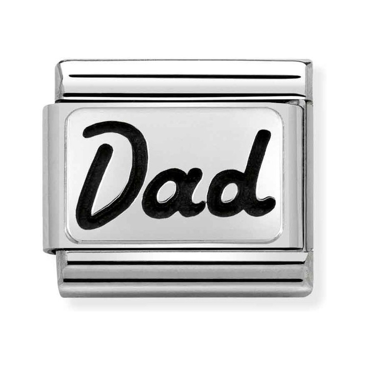 Nomination Composable Charm Link mit Kursivschrift Dad – Edelstahl – Silber